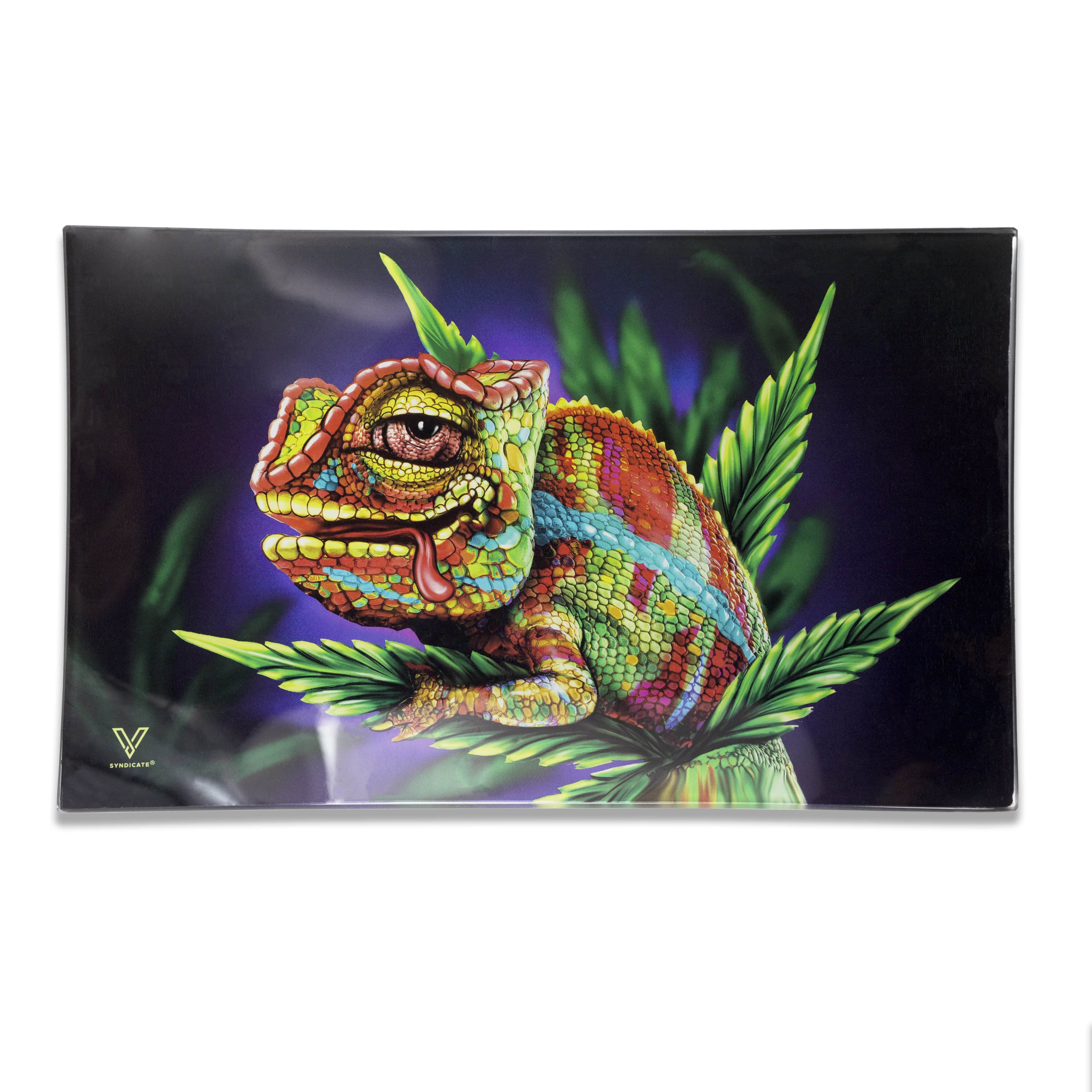 V Syndicate Glass Rollin' Tray Medium Cloud 9 Chameleon Glass Rollin' Tray