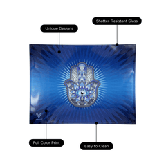 V Syndicate Glass Rollin' Tray Hamsa Blue Glass Rollin' Tray