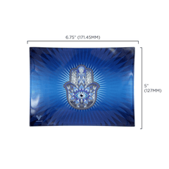 V Syndicate Glass Rollin' Tray Hamsa Blue Glass Rollin' Tray