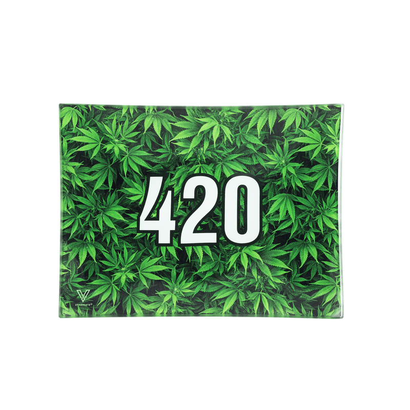 V Syndicate Glass Rollin' Tray Small 420 Green Glass Rollin'  Tray