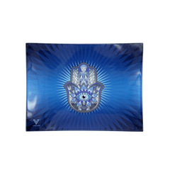 V Syndicate Glass Rollin' Tray Small Hamsa Blue Glass Rollin' Tray
