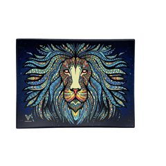 V Syndicate Glass Rollin' Tray Small Tribal Lion Glass Rollin' Tray