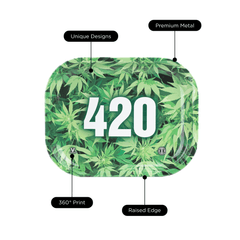 V Syndicate Rollin Trays 420 Green Metal Rollin' Tray