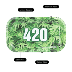 V Syndicate Rollin Trays 420 Green Metal Rollin' Tray
