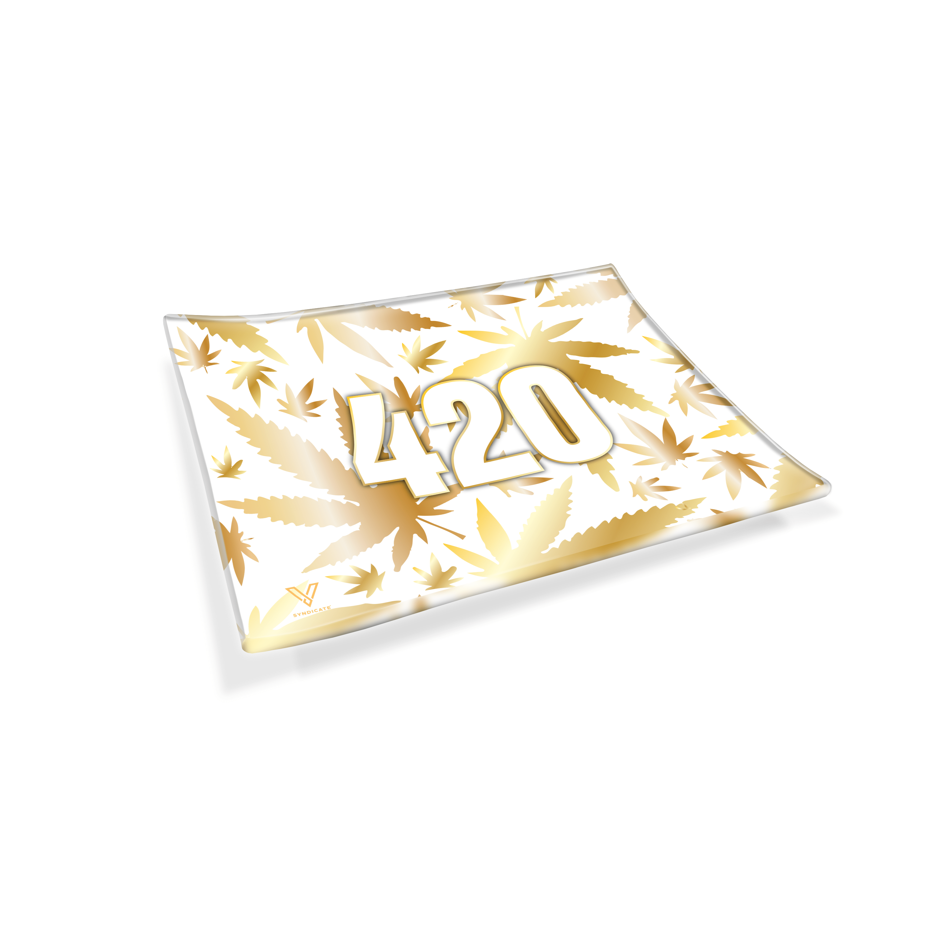 V Syndicate Glass Rollin' Tray 420 Gold Glass Rollin' Tray